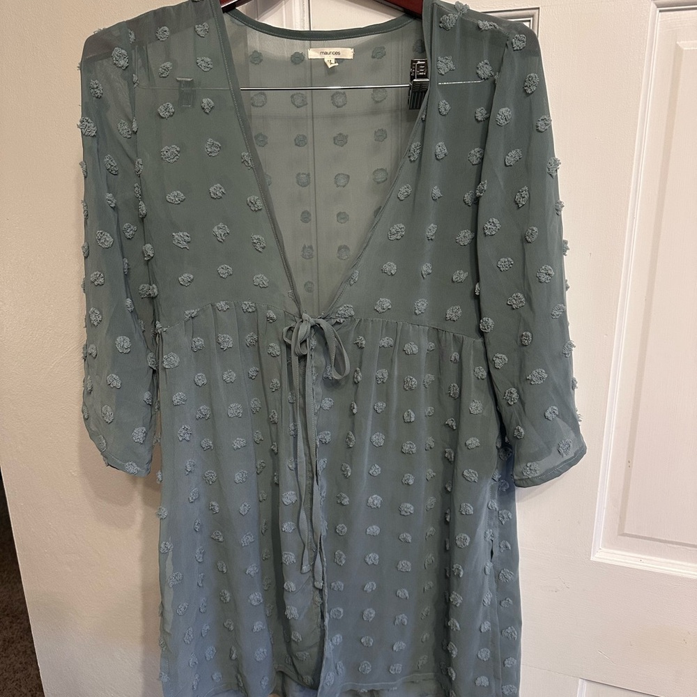 Sheer Green Polka Dot Kimono